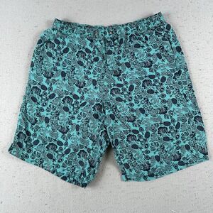 Saxx Cannonball‎ 2N1 Swim Trunks Men's Medium Green Hawaiian Floral Lined Shorts